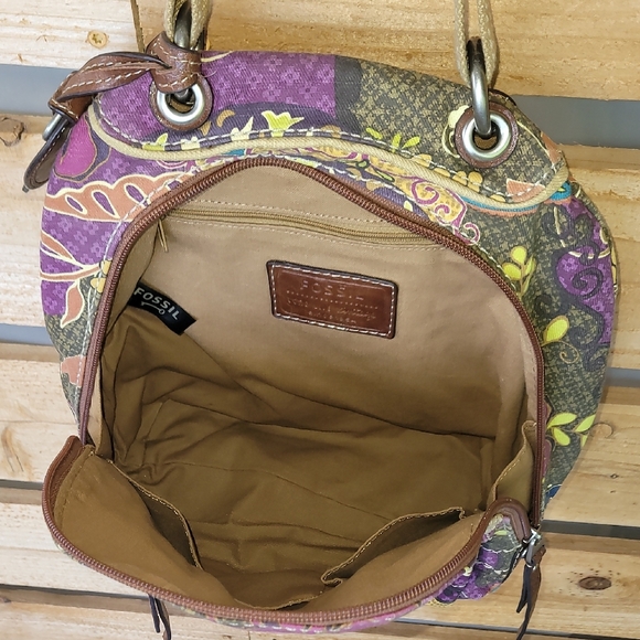 Fossil Bag/Backpack Bag. Vibrant Colorful Bag Leather & Canvas - Picture 11 of 15